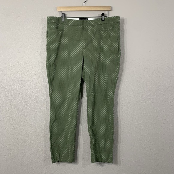 Banana Republic Women's Sloan Green White Polka Dot Size 16 High Rise Pants - Picture 1 of 11
